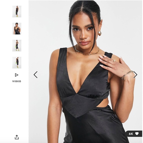 Parallel Lines cut out satin slip midi dress in black - Picture 4 of 6